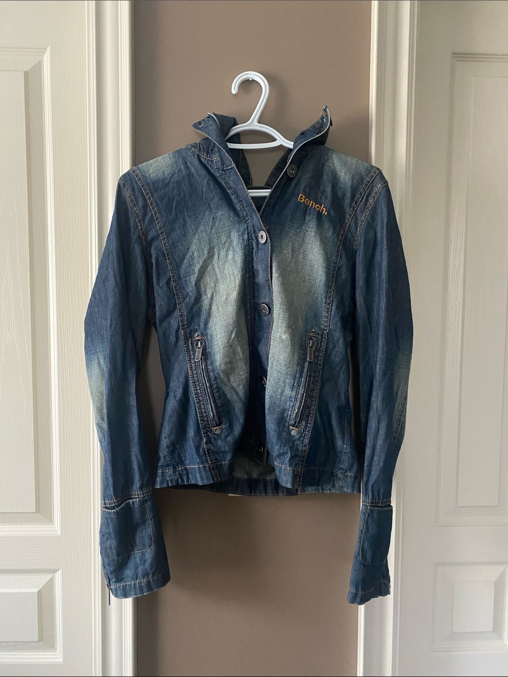 Bench Blue Washed Denim-Style Zip Jacket